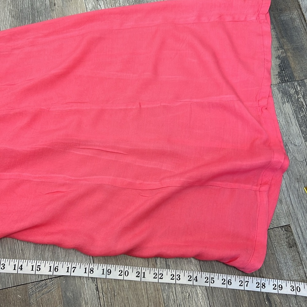 Wide leg pants pink high rise adjustable waist palazzo lightweight full length - Picture 10 of 13